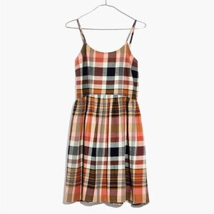Madewell Pink and Brown Plaid Babydoll Cami Dress